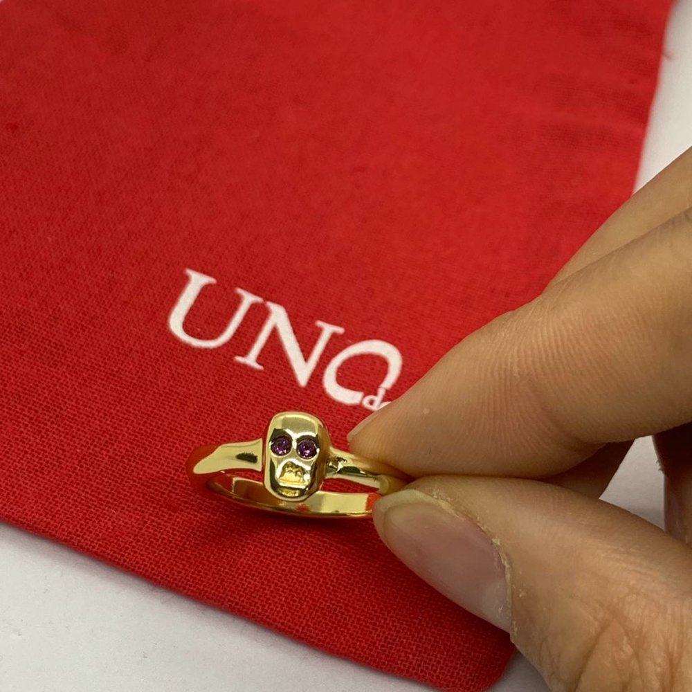 UNO de 50 RING SKULL FACE Ring  Gold-plated metal Ring size 8